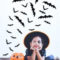 20 pcs Halloween 3D Bat Wall Decal Trick Party Decoration Shopping Mall Window Scene Layout Decal Home Living Room Decorations