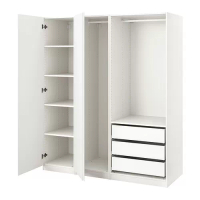PAX/VIKANES 衣櫃/衣櫥, 白色/白色, 175x60x201.2 公分