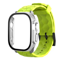 Watch Case+Strap For apple watch Band 49mm 45mm 44mm 41mm 40mm Football Pattern correa Bracelet iwatch 3/4/5/6/SE/7/8/9/ULTRA