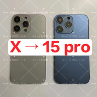 Titanium For Iphone X Like 15Pro DIY Back Housing X to 15 Pro Middle Chassis Frame Cover Battery Door Apple Parts
