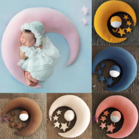 Baby Posing Pillow Newborn Photography Props Cute Baby Hat Colorful Beans Moon Stars Photo Shooting Set For Infant Newborn Gifts