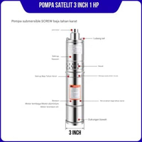 Pompa Satelit Sumur AC 3 Inch 1 HP Bisa Kedalaman 100 Meter Dorong keatas Kabel Panjang 10 Meter 750