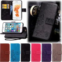 Luxury Emboss Case for iPhone 6 6s Flip Leather Cover Stand Card Slot Wallet black Cases for iPhone6 iPhone6s Covers 4.7