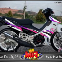Striping satria hiu custom warna merah pink biru kuning premium decal Motor Motorcycle