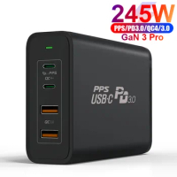 245W GaN Desktop Charger PD100 PPS100W QC4+ SCP High Compatibility Phone Laptop Tablet Smart Device Four Port Fast Charging