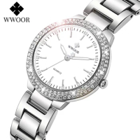 WWOOR New Women's Watches Fashion Crystal Diamond Ladies Quartz Wristwatch For Woman Relogio Feminin