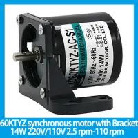 Improved Model 60KTYZ synchronous Motor with Bracket 14W 220V/110V 2.5 rpm-110 rpm Micro Geared Motor Permanent Magnet Motor
