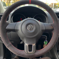 Custom Car Steering Wheel Cover Suede 100% Fit For Volkswagen Golf 6 Mk6 VW Polo Sagitar Bora Santana Jetta MK5 Car Accessories