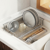 304不銹鋼廚房水槽上方伸縮碗碟盤瀝水架洗碗池洗菜盆伸縮置物架