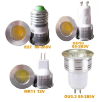 10PCS New 3W Dimmable Energy Saving Lighting GU5.3 GU10 E27 LED bulb LED Spot Light LED Spot lamps AC85~265V Free shipping