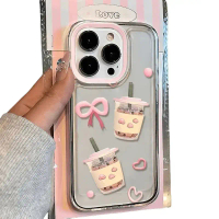 เคสตาชาฟอง รูปหัวใจ เคสนิ่ม สำหรับ Apple 15 Pro Max, iPhone 14, 13, 12 และ 11 โปร่งใส น่ารัก เคสใส  