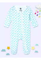 THE MOM STORE The Mom Store Happy Cloud Infant Zipper Romper - White