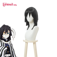 Cosplay Synthetic Hair Iguro Obanai Cosplay Wigs Iguro Obanai 40Cm Black Straight Heat Resistant Cos