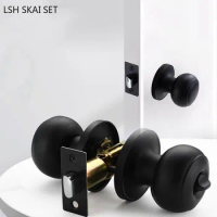 Stainless Steel Spherical Handle Lock Entrance Passage Keyless Door Lock Black Bathroom Door Lock Indoor Hardware Lockset