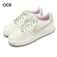 Nike 休閒鞋 Air Force 1 LV8 GS 大童 女鞋 白 綠 粉紅 AF1 荔枝皮 DQ0360-100