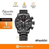 Jam Tangan Pria Alexandre Christie Chronograph AC 6239 MC BIPBARE Men Black Dial Black Stainless Ste