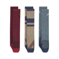 【NIKE 耐吉】襪子 SB 三雙入 滑板 三色 紅 藍 卡其 快乾 小腿襪 長襪(DA8853-902)
