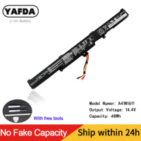 YAFDA A41N1611 Laptop Battery For ASUS ROG GL553 GL553VD GL553VE GL553VW Series A41LK5H A41LP4Q 14.4V 48Wh