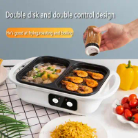 110/220V 2 IN 1 Electric Hot Pot Cooking Pot BBQ Grill Multicooker Electric BBQ Grill Non Stick Plate Barbecue Pan Hot Pot
