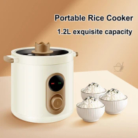 1.2L Mini Portable Rice Cooker Stainless Steel Dormitory Household Non-stick Soup Pot Multi-functional Cooking Pot