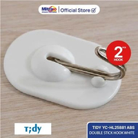Tidy Gantungan Dinding 2 Hook YC-HL25881 - Gantungan Baju Double Stick ABS Putih