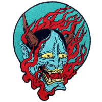 Embird patches Embroidered patch for jeans Samurai Hannya oni ceo-friendly handmade 3D iron on patch