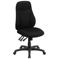 Fabric Swivel High Back Task Chair Ergonomic Office Lumbar Support Black