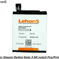 LehonS 1x High Quality BM46 BM 46 Mobile Phone Battery For Xiaomi Redmi Note 3 Mi Note3 Pro 4000mAh / 15.4Wh Batteries 50g