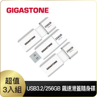 【GIGASTONE 立達】256GB USB3.1/3.2 Gen1 極簡滑蓋隨身碟 UD-3202 白-超值3入組(256G USB3.2 高速隨身碟)