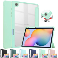 For Samsung Tab S6 Lite S7 S8 11 inch Case with S Pen Hoder Cute Luxury Clear Back Smart Cover for Galaxy Tab S7 S8 S6 Lite Case