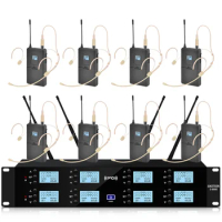 Wireless Microphone Headset Microphone Professional 8Ch UHF System for Karaoke KTV Live Stage Performance Teaching Conference