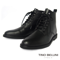 TINO BELLINI 男款牛皮極簡個性綁帶短筒軍靴