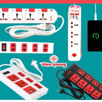 Ổ cắm Điện Quang 3 lỗ/4 lỗ/5 lỗ/6 lỗ/8 lỗ dây dài 2m/5m công suất chịu tải cao ocam diendeli extensi