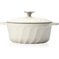 Cast Iron Dutch Oven Pot,Dual Handles for Bread Baking, Cook, Bake, Refrigerate Safe across All Cooktops (White)