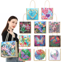 5D Diamond Painting Handbag DIY Linen Shopping Storage Bag Reusable Eco-friendly Foldable Organizer Tote Craft Kit Gifts