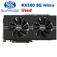 Used SAPPHIRE RX580 8G Nitro Video Cards 2304SP 256Bit GDDR5 Graphics Cards for AMD RX 500 RX 580 8GB Nitro+ DP HDMI DVI 2304 SP