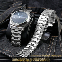 適配沛納海PAM441 PAM111錶帶男銀色黑色鋼帶彎頭蝴蝶扣手錶鏈22MM 24MM