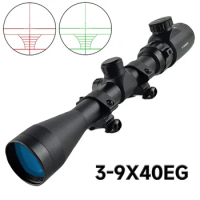 3-9x40EG Tactical Scopes Green Red Illuminated Optic Sight Telescopic Reflex Hunting Riflescope for Airsoft / Hunting Rifle