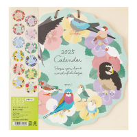 MIDORI Calendar Wall-Hanging Die-Cut Bird 2025 (D31323006)/ปฏิทินแบบแขวนผนัง ลายเจ้านกน้อยโทริจัง ปี