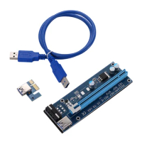 New 30CM 60CM PCI-E PCI Express Riser Card 1x to 16x USB 3.0 Data Cable SATA to 4Pin IDE Molex Power Supply for BTC Miner Mining