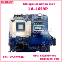 LA-L659P With i7-12700H CPU RTX3060 RTX3070TI Mainboard For DEL G15 Special Edition 5521 Laptop Motherboard 0HF2GR 0371KJ