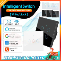 Tuya WiF RF433MHz Touch switch Smart Wall Switch Google 1/2/3/4 Gang Home  Alexa  Genie (Black/White
