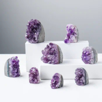 1pc Reiki Natural Purple Crystal Cluster Crafts Ore Rock Amethyst Energy Gemstone Healing Raw Mineral Quartz Geode Room Ornament