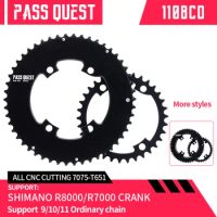 PASS QUEST 110BCD Double Chainring 4-Bolt 50-34T 52-36T 53-39T 54-40T 2× AERO Chainring for Shimano 105 R8000 R7000 9S 10S 11S