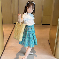 短裙 童裝 女童半身裙 夏裝愛心碎花裙 百搭中長裙 女童半身短裙 中大童學生短裙【不二雜貨】
