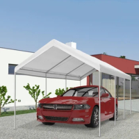 White 10' x 20' Heavy Duty Outdoor Carport Awning/Canopy w/ Weather-Fighting Material &amp; Anchor Kit For outdoor backyard gardens
