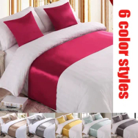 Silk Satin Bed Runner Bedding Scarves Protection King Soft Bedroom Wedding Home Hotel Scarf Bed Runner Decorations