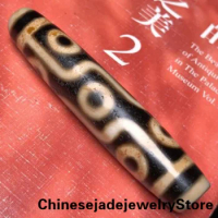 Ancient Tibetan DZI Beads Old Agate Lucky 9 Eye Totem Amulet Pendant GZI 66×14mm