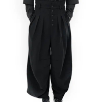 Men's Personalized Pleated Machete Pants Large Loose Casual Skirt Pants Fashion Japanese New Samurai Kendo Pants