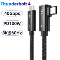 Right Angle Elbow Thunderbolt 4 Cable 40GB Data Transfer 100W Power Charging Compatible Thunderbolt 3 for Apple Studio Display